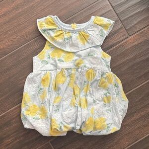 Burt's Bees Baby Yellow and Gray Floral Dress
